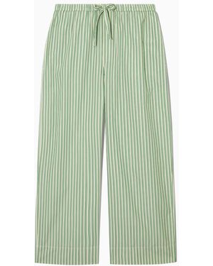 COS Gestreifte Pyjamahose Aus Popeline Mit Weitem Bein - Grün