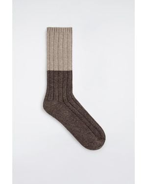 COS Ribbed Colour-Block Socks - White
