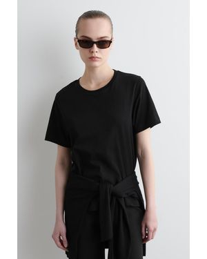 COS T-Shirt Aus Baumwolle Mit Rundhalsausschnitt - Schwarz