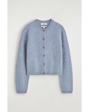 COS Brushed-Cashmere Crew-Neck Cardigan - Blue