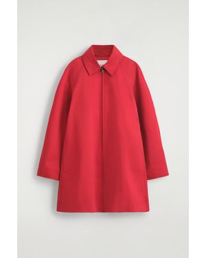 COS Sculptural Cotton Swing Coat - Red
