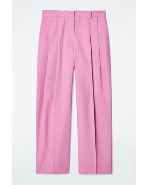 COS Relaxed Twill Wide-leg Trousers - Pink