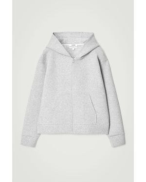 COS Oversized Scuba-jersey Zip-up Hoodie - Gray