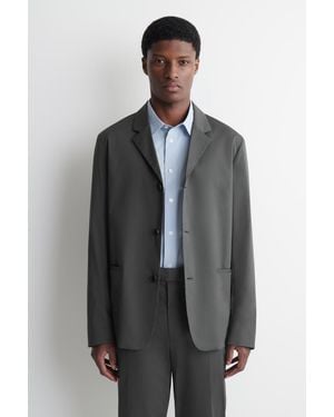 COS Schmal Geschnittener Blazer Aus Baumwolle - Grau