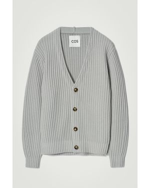 COS Chunky V-neck Silk-cotton Cardigan - Gray