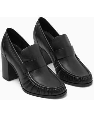 COS Heeled Leather Loafers - Black