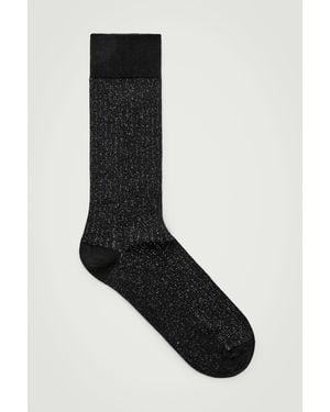 COS Glittered Ribbed Socks - Black