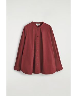 COS Grandad-Collar Cotton Shirt - Red