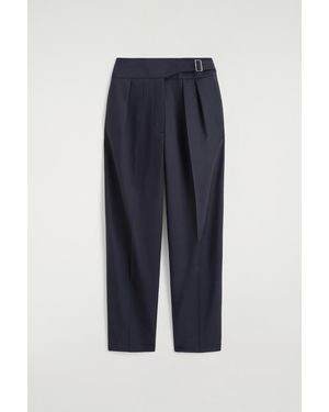 COS Cummerbund-Waist Barrel-Leg Trousers - Blue