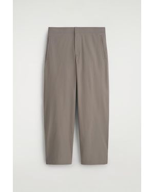 COS Cotton Relaxed-Fit Barrel-Leg Trousers - Grey