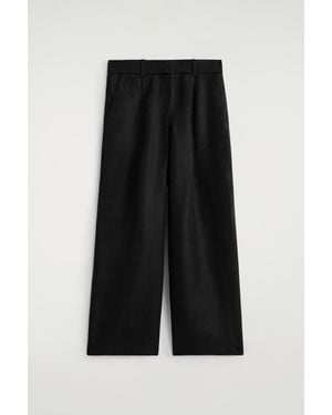 COS Relaxed Linen-Blend Wide-Leg Trousers - Black