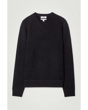COS Ribbed Merino Wool Sweater - Blue