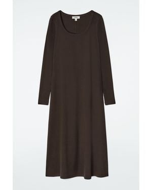 COS Slim Ribbed-jersey Midi Dress - Brown