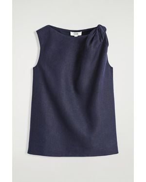 COS Twisted-Detail Linen Top - Blue