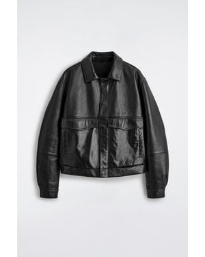 COS Leather Blouson Jacket - Black
