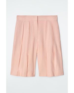 COS Longline Pleated Linen Shorts - Pink