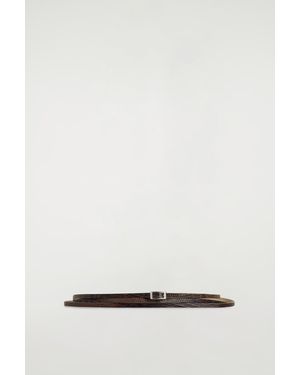 COS Skinny Double-Wrap Leather Belt - Brown