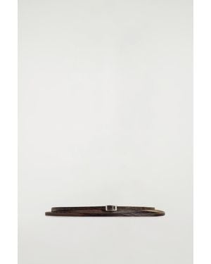 COS Skinny Double-Wrap Leather Belt - Brown
