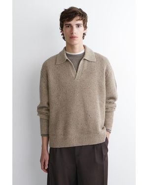 COS Polopullover Aus Wolle Mit Donegal-Effekt - Natur