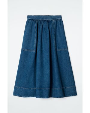 COS Elasticated Denim Midi Skirt - Blue