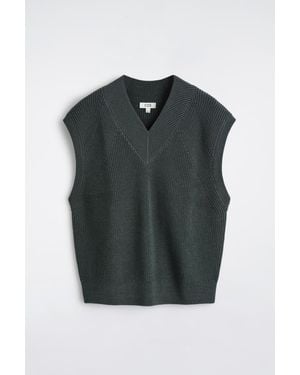 COS Ribbed Wool V-Neck Sweater Vest - Black