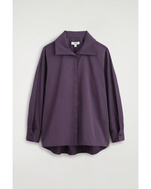 COS Oversized Folded-Collar Cotton Shirt - Purple