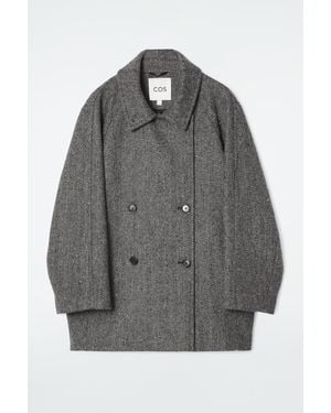 COS Oversized Double-breasted Wool Pea Coat - Grey