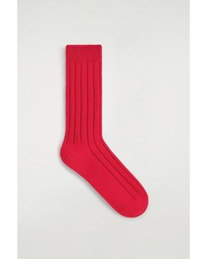 COS Ribbed Cashmere Socks - Red