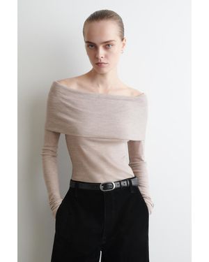 COS Schulterfreies Oberteil Aus Merinowolle - Natur