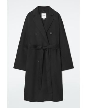 COS Oversized Double-breasted Wool Coat - Black