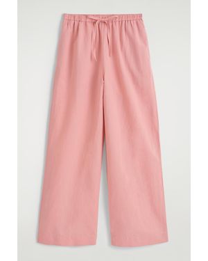 COS Wide-Leg Linen Drawstring Trousers - Pink