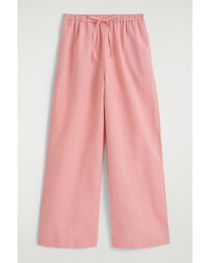 COS Wide-Leg Linen Drawstring Trousers - Pink