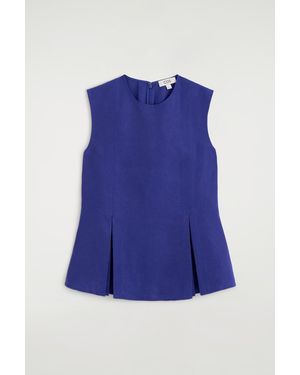 COS Pleated Peplum Top - Blue