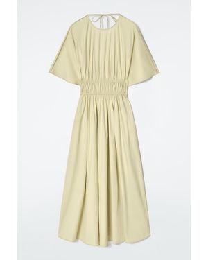 COS Gathered Open-Back Midi Dress - White