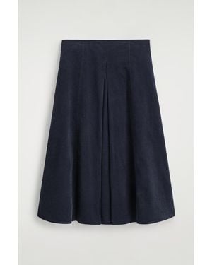 COS Pleated Corduroy Midi Skirt - Blue