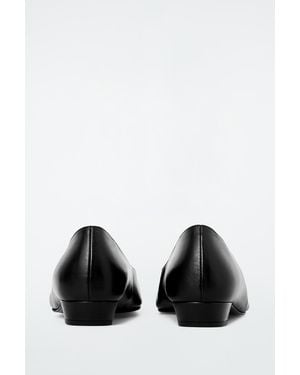 COS Square-Toe Leather Court Shoes - Black