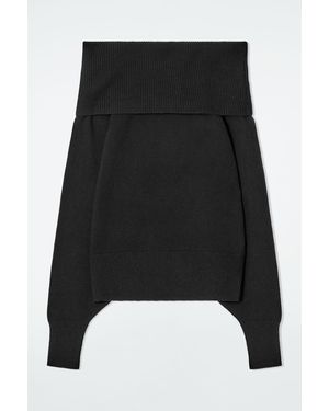 COS Off-the-shoulder Merino Wool Sweater - Black