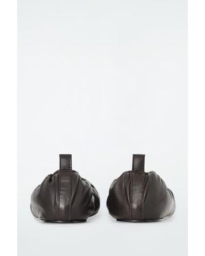 COS The Ruched Leather Ballet Flats - Black