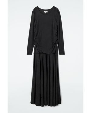 COS Dropped-waist Jersey Maxi Dress - Black