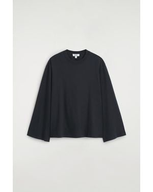 COS Brushed-Cotton Long-Sleeved T-Shirt - Blue