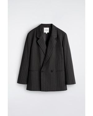 COS Pinstriped Double-Breasted Blazer - Black