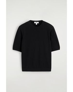 COS Sculpted Silk-Cotton T-Shirt - Black