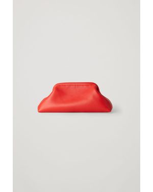 COS Large Leather Clutch Bag - Red