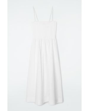 COS Shirred Midi Dress - White