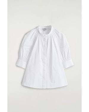 COS Smocked Puff-Sleeve Blouse - White