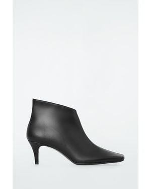COS Square-toe Leather Ankle Boots - Black