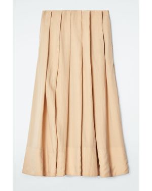 COS Pleated A-line Midi Skirt - Natural