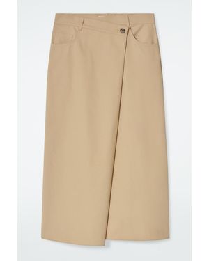 COS Asymmetric Cotton Midi Skirt - Natural