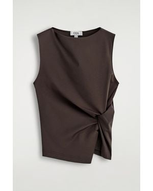 COS Twist-Detail Jersey Top - Brown