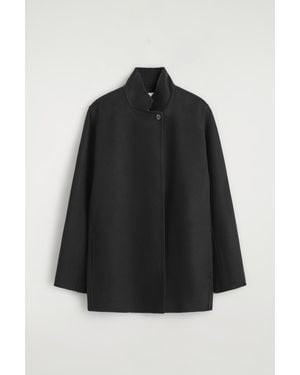 COS Double-Faced Cashmere Mock-Neck Jacket - Black